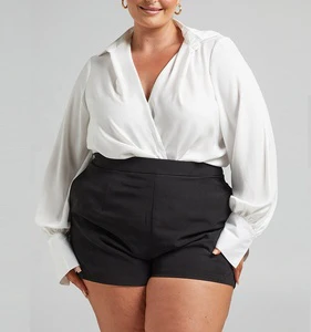XXXXL Elegant Office Lady Shorts High Waisted Plus Size Shorts for Fat Women