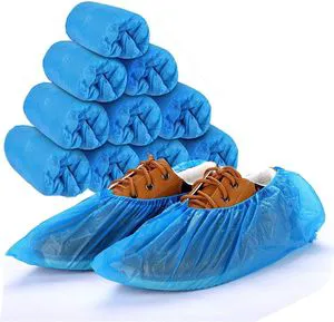 China Factory Protective Nonwoven PP PE CPE Elastic Blue Anti-Slip Printed Disposable Shoe Cover