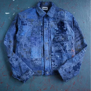 DiZNEW Jeans Jacket Customized Embroidered Printed Heavyweight Washed Denim Jacket for Men