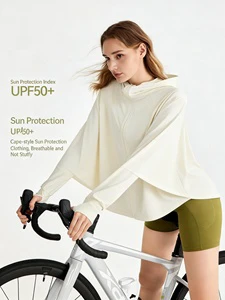 Regular Fit Women's UV Protection Cooling Breathable Spandex/Polyester Sunscreen Hoodie Ponytail Thumb Holes Beach Cover-up OEM