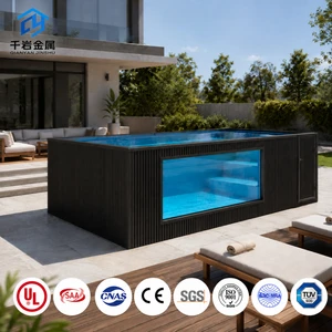 20ft 40ft Custom Shipping Container Swimming Pool Side Glass Window Portable Outdoor Prefab Pool for Hotel Resort Backyard