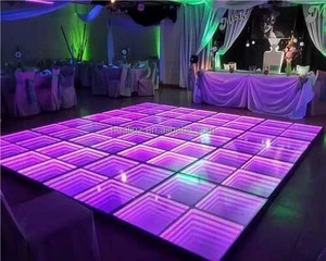 20x20ft Wireless Portable Time Tunnel DJ 3D Mirror RGB LED 15W DMX512 Dance Floor for Party Wedding