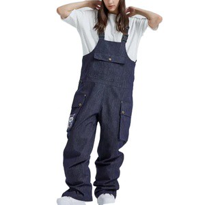 Women's Denim Overalls With Pockets And Adjustable Straps Washed Cotton Jumpsuit For Women's and Men's