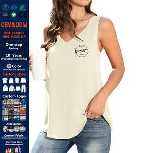 JL427D Hot Selling Plus Size Women's Tank Tops Solid Color V Neck Basic Vest Sexy Spandex Material With Embroidery LOGO