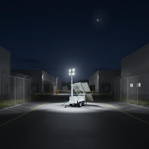 Movable Diesel Solar Mobile Light Tower 50-400W LED DC Remote Control with 10h Battery IP66 Rated