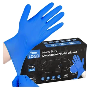 100 Per Box Wholesale Blue Disposable Nitrile Gloves Powder Free Anti-Slip Latex Free Safety Gloves for Food Handling Tattoo