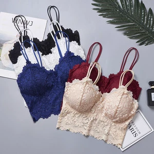 Wholesale Sexy Back Lingerie Large Lace Strapless Camisole with Wrapped Chest Breathable Push-Up Knitted Vest Beautiful Logo Cup