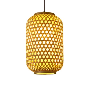 Bamboo Lantern Pendant Lamp Natural Rattan Wicker E27 Chandeliers Hand-woven Bamboo Lampshades Lighting Fixtures Hanging Light