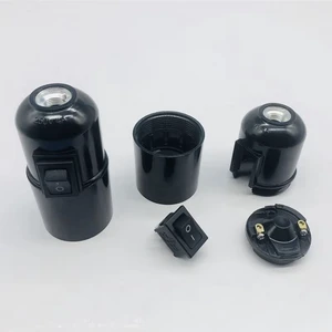 Black Bakelite E27 Lamp Socket with Rocker Switch 250V 4A Screw-in Lamp Base for Table Lamps