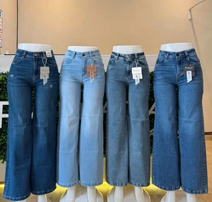 Women's Winter Mid Rise Loose Flared Cargo Jeans Denim Pants Quick Dry Spandex/Cotton American Style Retro