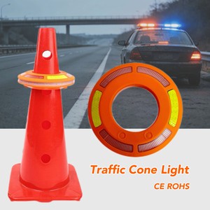 Amber RGB Rotating Flash Traffic Safety Cone Commander Topper Light With Magnetic Rechargeable USB C Safety Ring Cone Light CE
