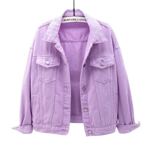 KY Women's Long Sleeve Winter Denim Jacket Chest Pockets Buttons Solid Distressed Jeans Free Shipping Hot Sale Woven Shorts