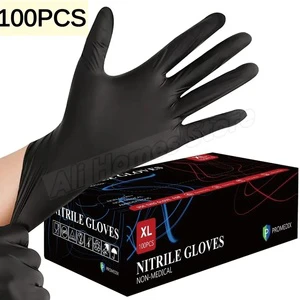 En455 Disposable Safety Gloves Food Grade 100 Pcs Box Black Vinyl Nitrile Gloves Powder Free Blend Nitrile Gloves Manufactured