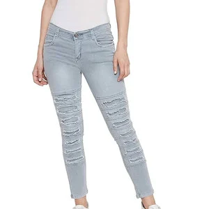 New Style Outdoor Use Women Jeans Pants Best Quality Solid Color Jeans Pants For Women In Cheap Price