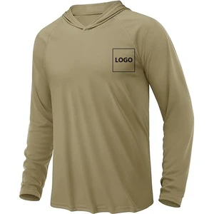 Sun Protection Shirts Custom Logo Design 100% Polyester Quick Dry Men Long Sleeve Hooded Fishing Shirts