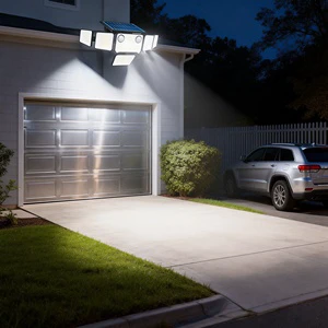 Outdoor IP65 Waterproof Security Lights with Dual Motion Sensors Remote Control Solar Powered Flood Light for Yard Patio Garden