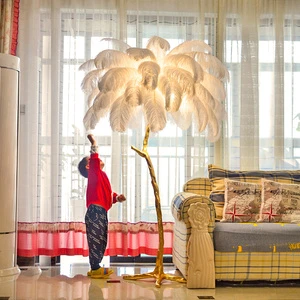 Badu Luxury Ostrich Feather Tree Stand LED Floor Lamp for Home Living Room Decoration