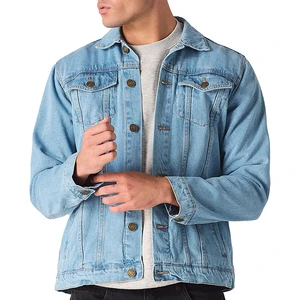 OEM Custom Jean Jacket For Men Classic Regular Fit Casual Outerwear Button Down Cowboy Cut Men's Denim Jacket