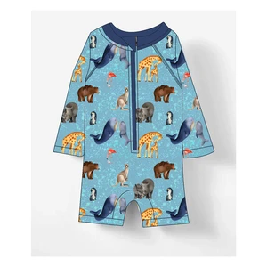 Xinye Custom Toddler Boy Long Sleeve One Piece Zipper Swimsuit Cartoon Pattern Kids Swimwear Child Beach Bathing Suit