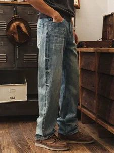 Men's Casual Denim Pants Summer Autumn Winter Waterproof Formal Design Breathable Medium Solid Regular Elastic Straight Leg