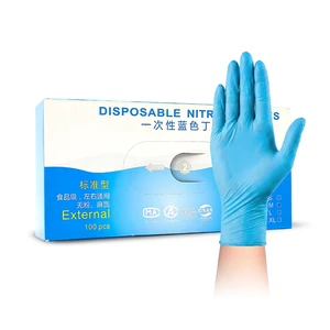 Blue Nitrile Gloves Textured Fingertips Powder Free Disposable Safety Work Food Grade Medical Examination Protection