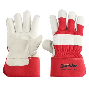 Swelder Hot Sale 10.5 Inch Cowhide Split Leather Palm Work Gloves with Rubberized Safety Cuff for Winter Use