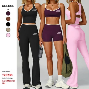 Contrast Color Conjunto De Yoga Suit Custom Women Tight Backless Activewear Barely There Feeling Sports Outdoor Fitness Yoga Set