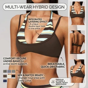 Custom Activewear Women's Sports Bra 2 In 1 Color Blocked Shock Proof High Support GYM Clothes Yoga Fitness Wear Summer 2026