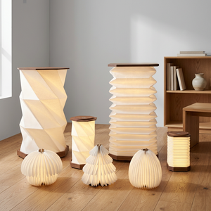 Free Sample 2026 Unique Handcrafted Product Low Price Item ABS Pattern Rotating Rechargeable Folding Paper Lamp Promotional Gift