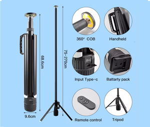 Telescopic Camping Light COB With 360 Light Tripod Work Light 2000lm Height To 2.7M Portable