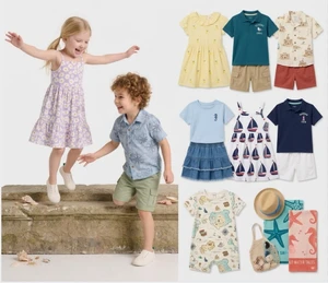 Cool Thin Big Kids Summer Suits, Daily Casual Short Sleeve 2 Piece Outfits, Multi Patterns Random Mix Wholesale Shipment