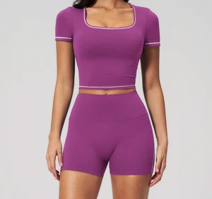2026 New Arrival 2-Piece High-Waisted Seamless Windproof Backless Crop Top Yoga Set with Quick-Dry Fabric for Gym Fitness