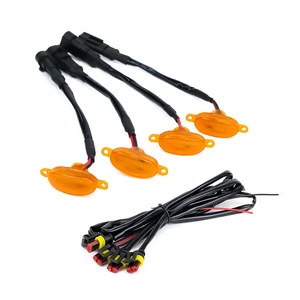 Universial 4LED Amber LED Decorative Grille Light for Car Raptor F-150 Smoked Daytime Running Lamp 12V Plastic Car LED Grille