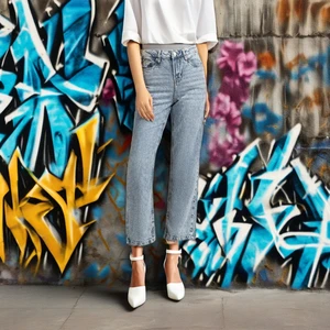 Women's Casual Denim Jeans Loose Fit Flare Breathable Washable Custom Made 100% Cotton Windproof Eco-Friendly High Street