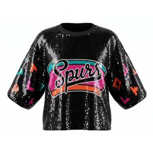 Sequin Unisex Casual Women Jersey T Shirts for san Baseball Football Game Crop top