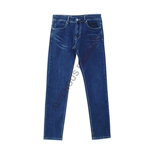 Factory Direct Men's Casual Denim Pants Mid Straight Style Summer Autumn Winter Solid Breathable Dark Button Lightweight
