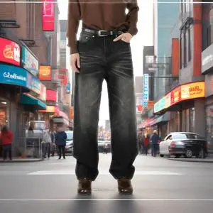 Custom High Quality Man Distressed Straight Leg Baggy Loose Vintage Wash Blue Denim Pants Jeans for Men