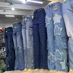 2025 Hot-selling Women Casual Stretch Washed Denim Fashionable Straight Pants Jeans Women's High Waist Jeans Pants