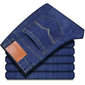 High Quality Men's Stonewashed Denim Jeans Pants Comfortable Casual Wear with Straight Style Knitted Weaving for Winter Autumn