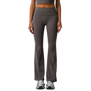 High Waist Hip-lifting Solid Ankle-Length Yoga Pants Leg-lengthening Tight Wide-leg Flared No T-line