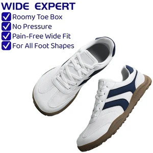Men's Women's Autumn Retro Wide Toe Sneakers Breathable Lightweight Casual Trainer Running Lace-Up Closure Lighted Walking Shoes