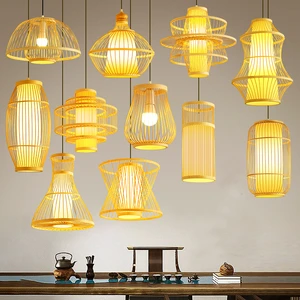 Modern Chinese Bamboo Chandelier Lantern Japanese Retro Style for Restaurant Tea Room and Hot Pot Establishment