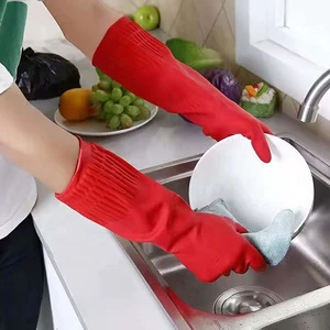 Antifouling Antifreeze Rubberized Gloves Plush Warm Kitchen Cleaning Latex Gloves Dishwashing Laundry Household Gloves