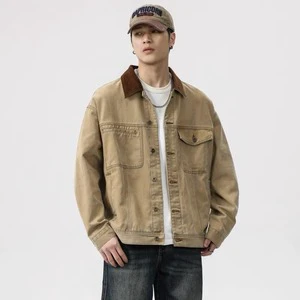 Custom Logo Designer Denim Jean Jacket For Men Clothes All Over Print And Jacket Mens Denim jacket for men