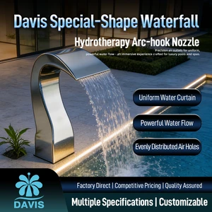 New Arrivals Stainless Steel Pool Waterfall Fountain Hydrotherapy Arc-hook Nozzle Multicolored LED Light Music/PLC Pool/Pond