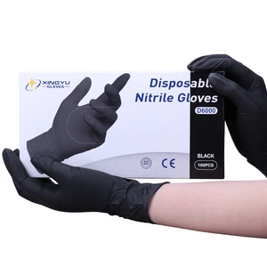 XINGYU CE 5Mil 6Mil Guantes Nitrilo Disposable Nitrile Glove Black Work Examination Powder Free Disposable Nitrile Gloves