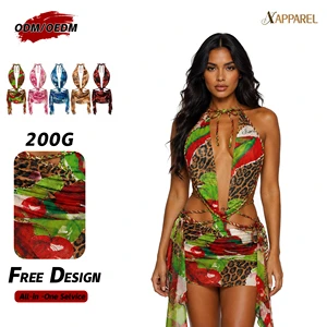 A&J Custom Logo OEM ODM Manufacturer Wholesale Private Label Halter Cutout Cherry Print Beach Dress Women OEKO-TEX GRS Custom