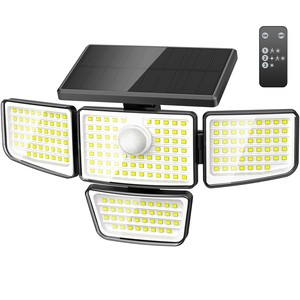 Solar Motion Sensor IP65 Waterproof 212LED Wall Lamps with Remote Control 3 Lighting Modes for Garden Warehouse Balcony Villa