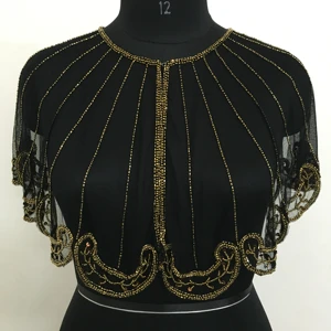 Best-Selling Casual Sequined Net Fabric Hand Beaded Poncho Top Shrug