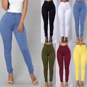 K1240 Lady High Elastic Waist Jeans Women Spring Summer Thin Jeans Fashion Office Home Female Pants Lady Jeans
